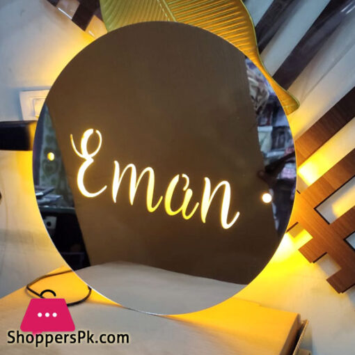 Customize Name Acrylic Mirror with LED Wall Hanging 15 Inch