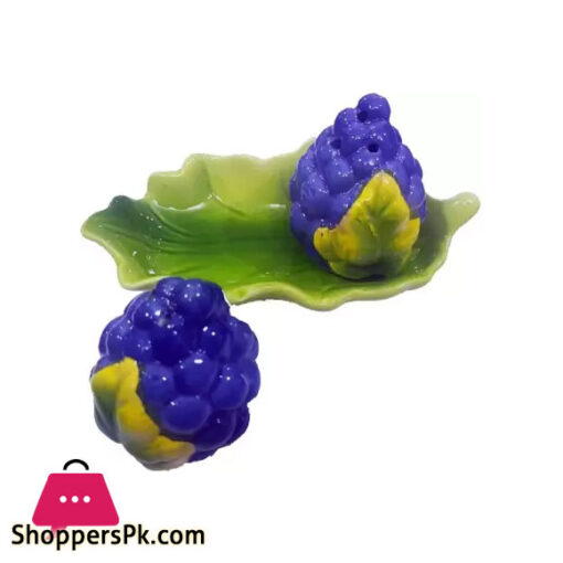 Dragon Grape shape Ceramic Salt & Pepper Shaker Set with plate 1 Piece Salt & Pepper Set Ceramic Green Purple
