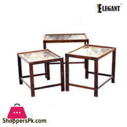 Elegant Wood Table Set Dark Brown 3 Pcs - ET88005