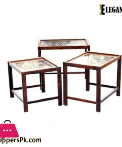 Elegant Wood Table Set Dark Brown 3 Pcs - ET88005