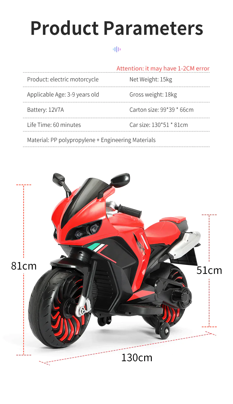 Ferrari Motor Bikes For Kids Hand Accelerator Ride On Bike - 2 To 10 Years