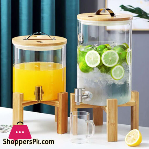 Glass Drink Dispenser with Spout Stainless Steel Beverage Dispenser with Stand for Parties Lemonade Stand for Tea Coffee Cold Milk Water Juice in Parties Offices Weddings - 8-Liter