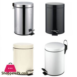 Home Mart Stainless Steel Pedal Bin Round Bathroom Kitchen Toilet Rubbish Bin 3 Colors 20 Liter