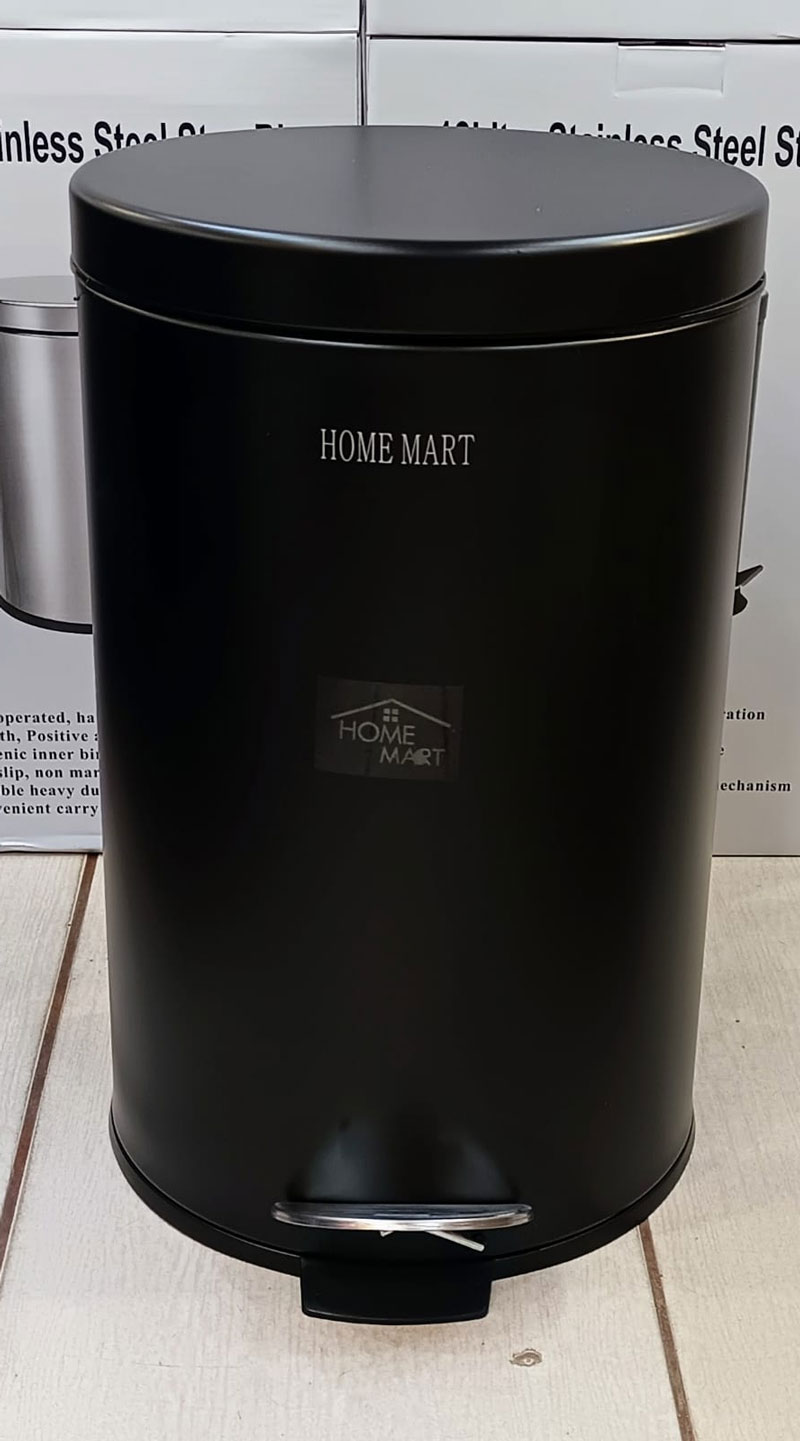 Home Mart Stainless Steel Pedal Bin Round Bathroom Kitchen Toilet Rubbish Bin 3 Colors 20 Liter