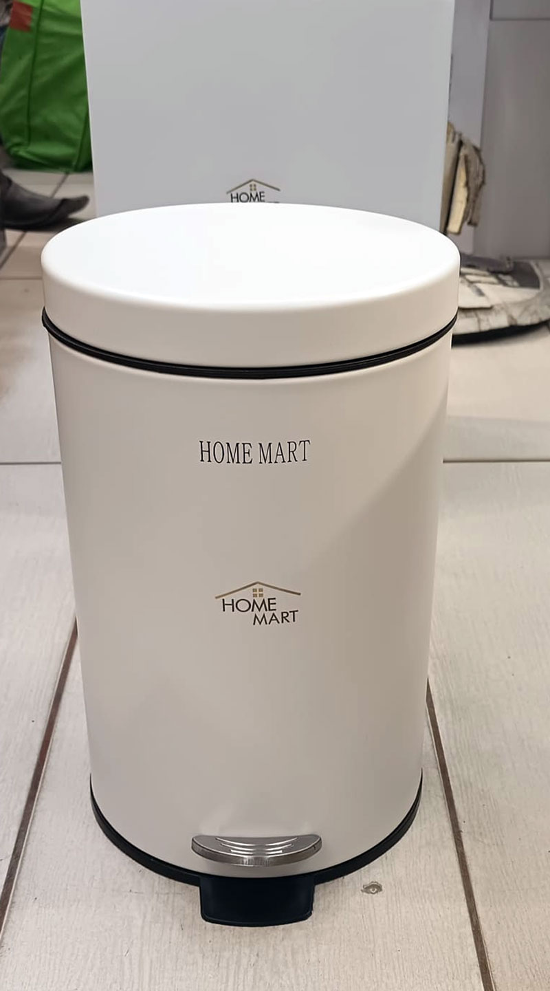 Home Mart Stainless Steel Pedal Bin Round Bathroom Kitchen Toilet Rubbish Bin 3 Colors 20 Liter