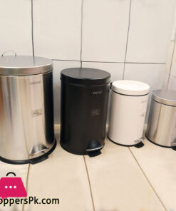 Home Mart Stainless Steel Pedal Bin Round Bathroom Kitchen Toilet Rubbish Bin 3 COLORS 5 Liter