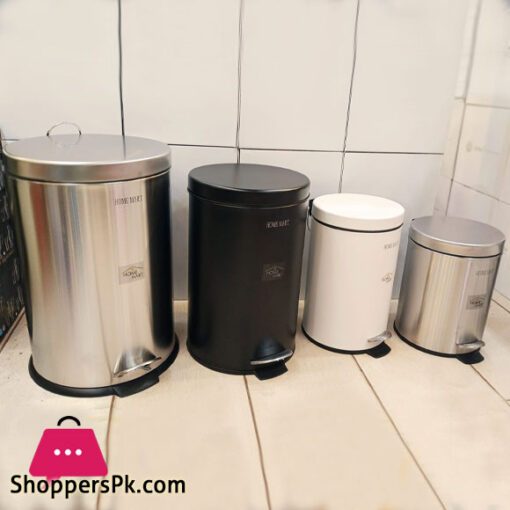 Home Mart Stainless Steel Pedal Bin Round Bathroom Kitchen Toilet Rubbish Bin 3 COLORS 20 Liter