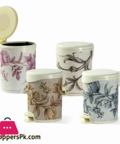 Floral Printed Hydraulic Pedal Bin Dustbin 12 Liter - 9906