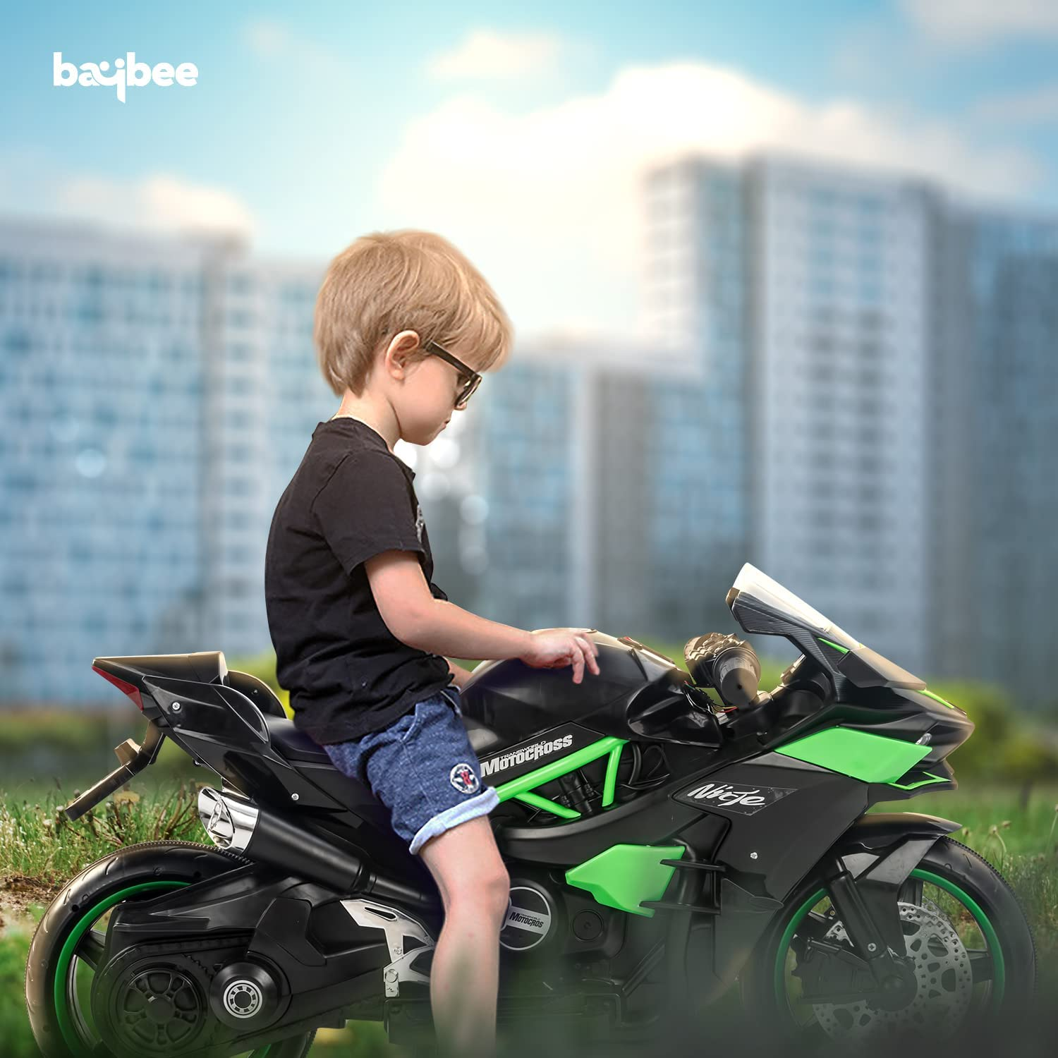 Kawaski Ninja H2R Battery Operated Bike For Kids Rechargeable Bike Electric Ride On Bike Battery Operated Kids Bike For Boys Girls 2 To 10 Years