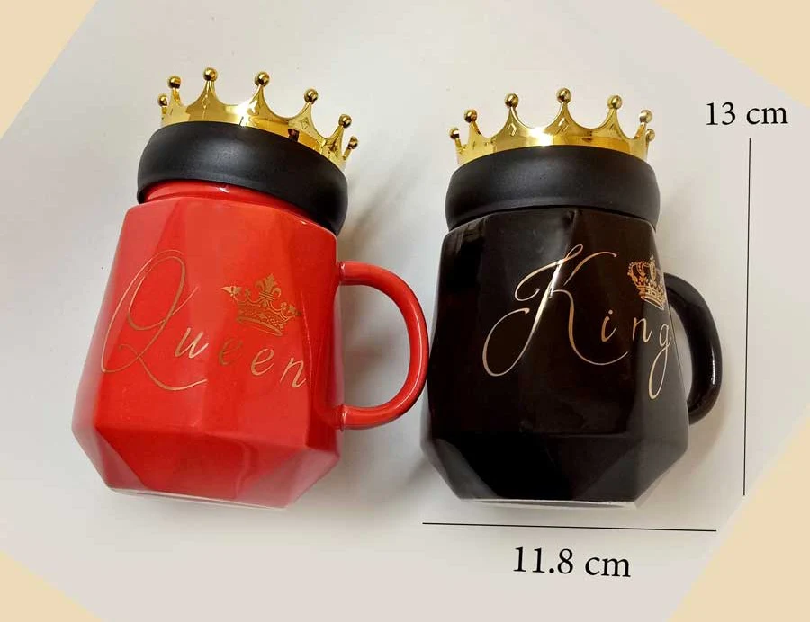 King And Queen Couple Mug With Crown Lid Gifts For Parents Couple Grandparents Anniversary Tea Cups