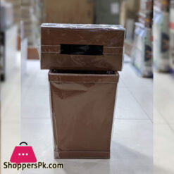 Leather Dustbin & Tissue Box Set - With Box Set