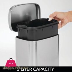 Mdesign Pedal Bin 5 L Stainless Steel Metal Waste Bin With Pedal Lid And Plastic Insert Small Household Rubbish Bin For Bathroom And Kitchen Or As Office Bin Etc Matte Silver