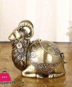 Markhor Bronze Ashtray with Lid Decoration Trinkets Living Room Home