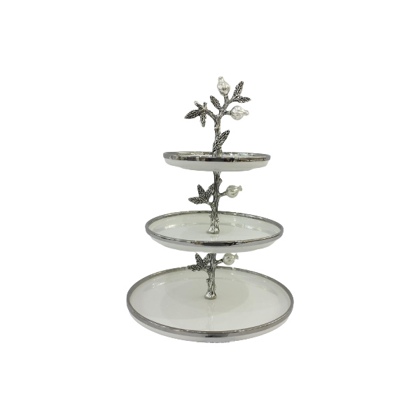 Orchid 3 Tier Cake And Cupcake Stand For Birthdays Wedding Party Dessert Holder Stand Silver - Wb985