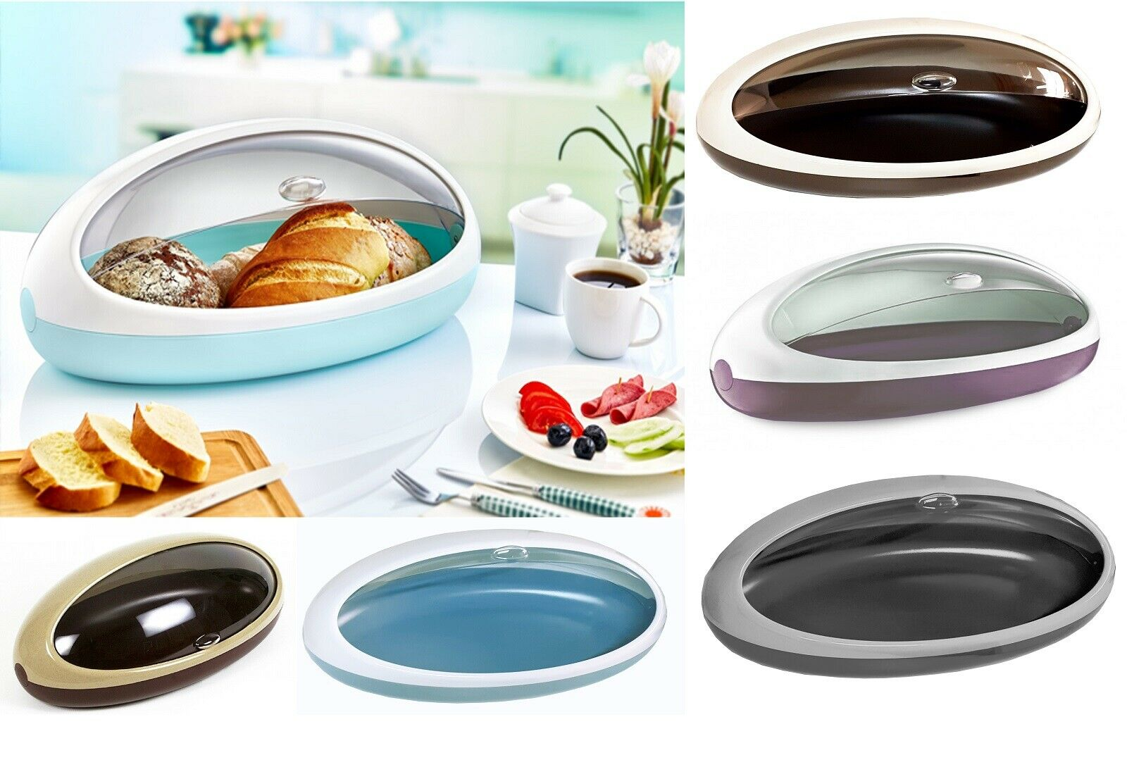 Plastic Roll Top Loaf Food Bread Box Ufo Shaped Storage Kitchen Box 50Cm 4 Plastic Roll Top Loaf Food Bread Box Ufo Shaped Storage Kitchen Box 50Cm