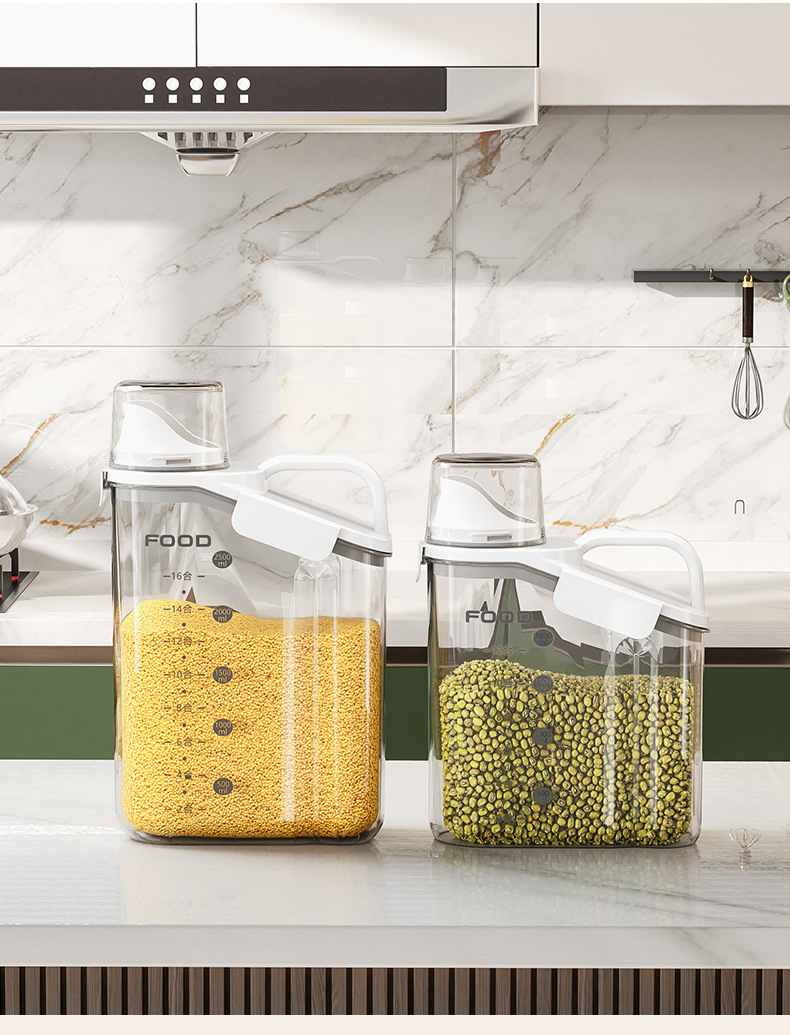Transparent Portable Sealed Container Food Grade Acrylic Plastic Grain And Multigrain Insect Proof And Moisture Proof Storage Tank - 1800-Ml