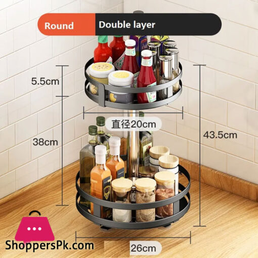 2 Tier Round Rotatable Kitchen Spice Racks Seasoning Bottle Storage Sorting Multifunctional Detachable Round Storage Rack