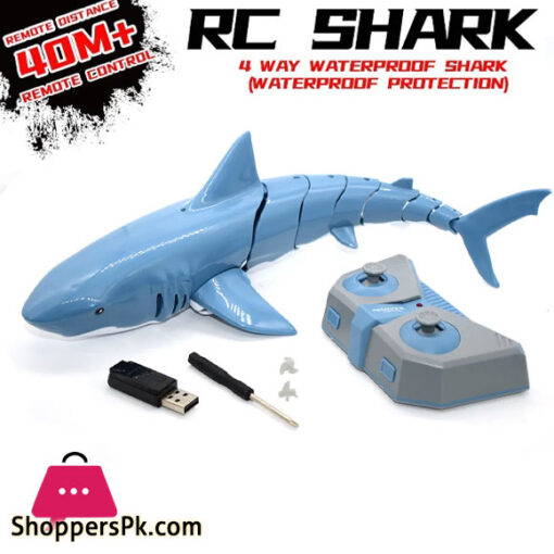 2.4GHz Remote Control Shark Boat USB Rechargeable Toy Shark Boat 4 CH Use Time 20 Minutes Radio Remote Control Shark
