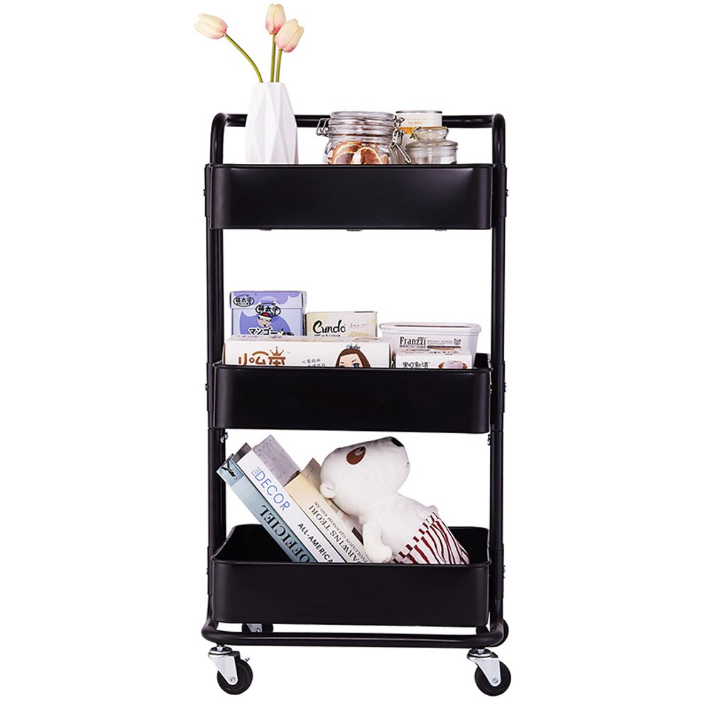 3-Tier Metal Storage Rolling Cart With Utility Handle Kitchen Carts On Wheels 360-Degree Rotation Trolley Cart, Shelving Unit For Garage Kitchen Bathroom Bedroom Office, 8 3-Tier Metal Storage Rolling Cart With Utility Handle Kitchen Carts On Wheels 360-Degree Rotation Trolley Cart, Shelving Unit For Garage Kitchen Bathroom Bedroom Office,
