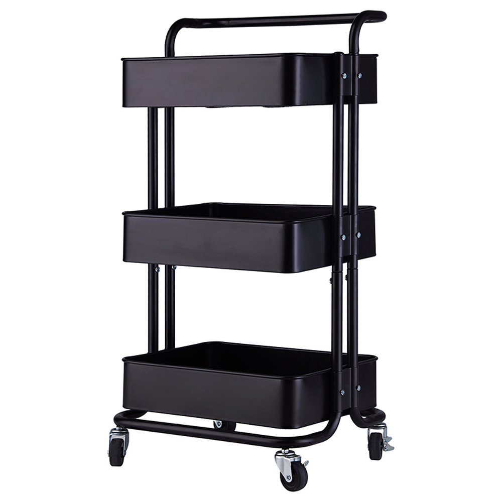 3-Tier Metal Storage Rolling Cart With Utility Handle Kitchen Carts On Wheels 360-Degree Rotation Trolley Cart, Shelving Unit For Garage Kitchen Bathroom Bedroom Office, 9 3-Tier Metal Storage Rolling Cart With Utility Handle Kitchen Carts On Wheels 360-Degree Rotation Trolley Cart, Shelving Unit For Garage Kitchen Bathroom Bedroom Office,