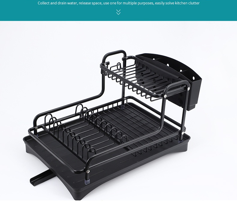 4 In 1 Aluminum Alloy Kitchen Dish Drying Rack Sink Drainer Plates Bowls Organizer Accessories Cutlery Wine Glass Storage Shelf