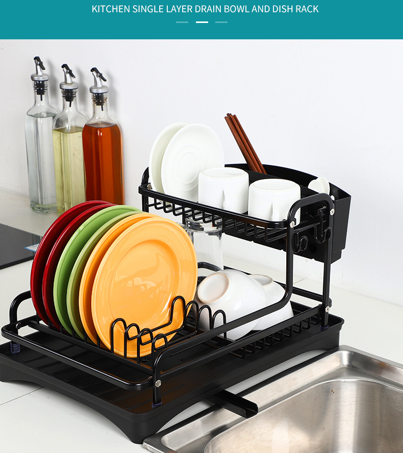 4 In 1 Aluminum Alloy Kitchen Dish Drying Rack Sink Drainer Plates Bowls Organizer Accessories Cutlery Wine Glass Storage Shelf