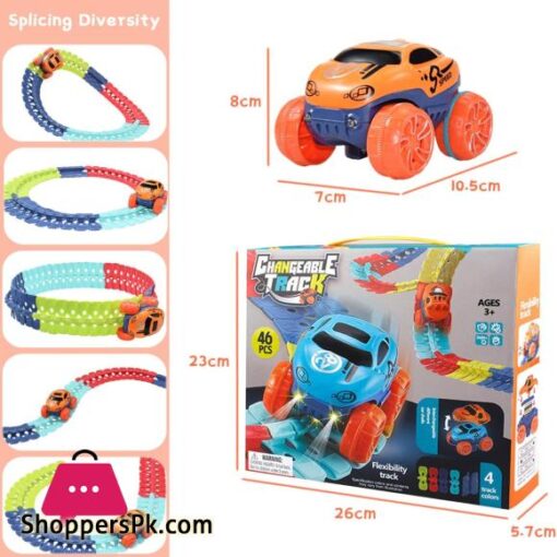 46 Pcs Anti Gravity Race Car Tracks Led Light Track Car Race Track For Boys Age 4 5 6 7 Easter ChildrenS Day Gifts For 5 10 Kids Car Toys For 5 Year Old Girls And Boys