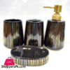 Amie-Naz Bathroom Set Black With Gold Line Set Of 4 Pcs