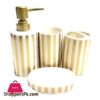 Bathroom Set White Gold Stripes Set of 4Pcs
