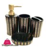 Bathroom Set Black Gold Stripes Set Of 4Pcs