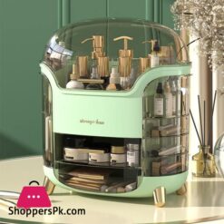 Crab Makeup Organizer Waterproof And Dustproof Desktop Makeup Case Cosmetics Display Stand Cosmetic Shelf With Lid And Drawers For Bathroom Bedroom Countertop Dresserwhite Green White