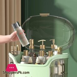 Crab Makeup Organizer Waterproof And Dustproof Desktop Makeup Case Cosmetics Display Stand Cosmetic Shelf With Lid And Drawers For Bathroom Bedroom Countertop Dresserwhite Green White