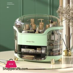 Crab Makeup Organizer Waterproof And Dustproof Desktop Makeup Case Cosmetics Display Stand Cosmetic Shelf With Lid And Drawers For Bathroom Bedroom Countertop Dresserwhite Green White