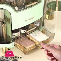 Crab Makeup Organizer Waterproof And Dustproof Desktop Makeup Case Cosmetics Display Stand Cosmetic Shelf With Lid And Drawers For Bathroom Bedroom Countertop Dresserwhite Green White