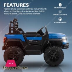 Baybee Gladiator Rechargeable Battery Operated Jeep for Kids Ride on Toy Kids Car with Bluetooth Music Light Baby Big Electric Jeep Battery Car for Kids to Drive 2 to 8 Years Boy Girl Blue