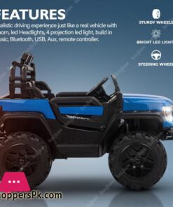Baybee Gladiator Rechargeable Battery Operated Jeep For Kids Ride On Toy Kids Car With Bluetooth Music Light Baby Big Electric Jeep Battery Car For Kids To Drive 2 To 8 Years Boy Girl Blue