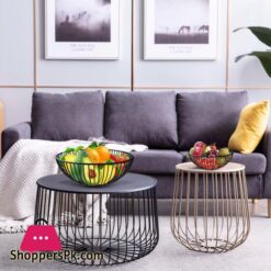 Fjronline Fruit Basket Creative Minimalist Housewares Metal Iron Fruit Bowls Black Small