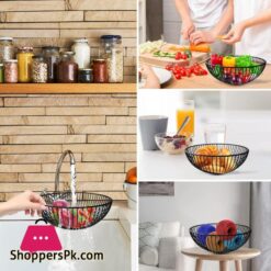Fjronline Fruit Basket Creative Minimalist Housewares Metal Iron Fruit Bowls Black Small