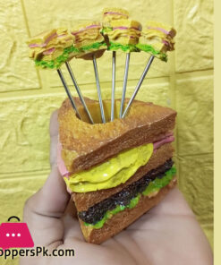 Fruit Fork Sandwich Shape Cute Set of 6 Fruit Forks with Holder Stainless Steel Food Pick Forks for Kids Home