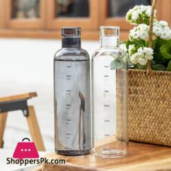 Glass Water Bottle With Portable Outdoor Sports Fitness Student Cup Drinking Mug Drinkware 550 Ml - Clear