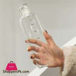 Glass Water Bottle With Portable Outdoor Sports Fitness Student Cup Drinking Mug Drinkware 550 Ml - Clear