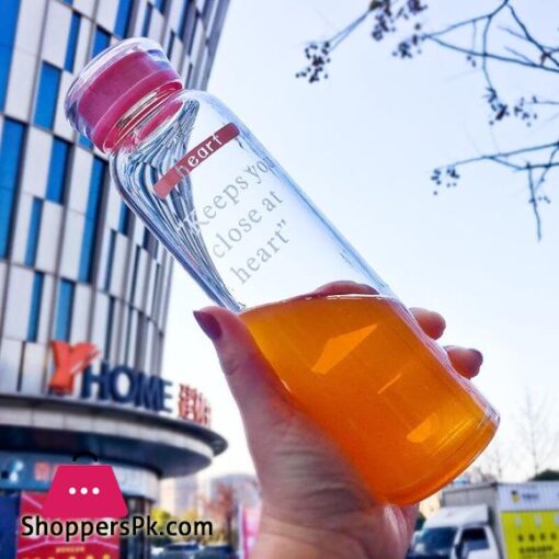350ml Koreanische Nette Candy Farbe Glas Wasser Flasche fr Gilr Tragbare Outdoor Saft Trinken FlaschenWasserflaschen