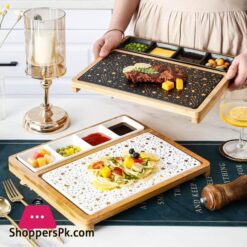 Steak Teller Mit Griff Holz Tablett Fr Home Holz Geschirr Western Restaurant Online Berhmtheit Abendessen Platte