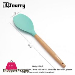 Jearry Wooden Handle Spatula 1 Piece Heat Resistant Food Grade Silicone Cooking Utensils