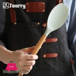 Jearry Wooden Handle Spatula 1 Piece Heat Resistant Food Grade Silicone Cooking Utensils