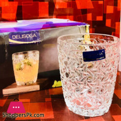 Delisoga Glass Emboss Design Tumbler Set of 6