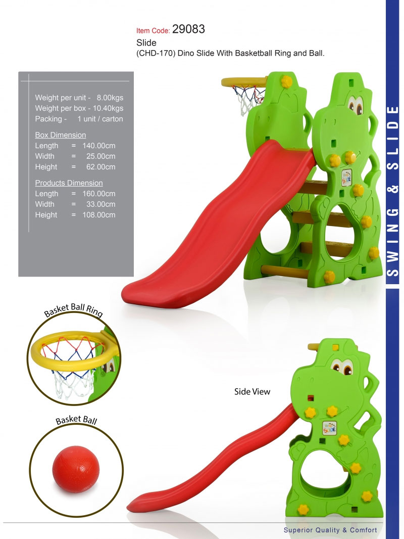 Infantes Dino Slide With Basketball Ring And Ball Chd-170 - Korea Made