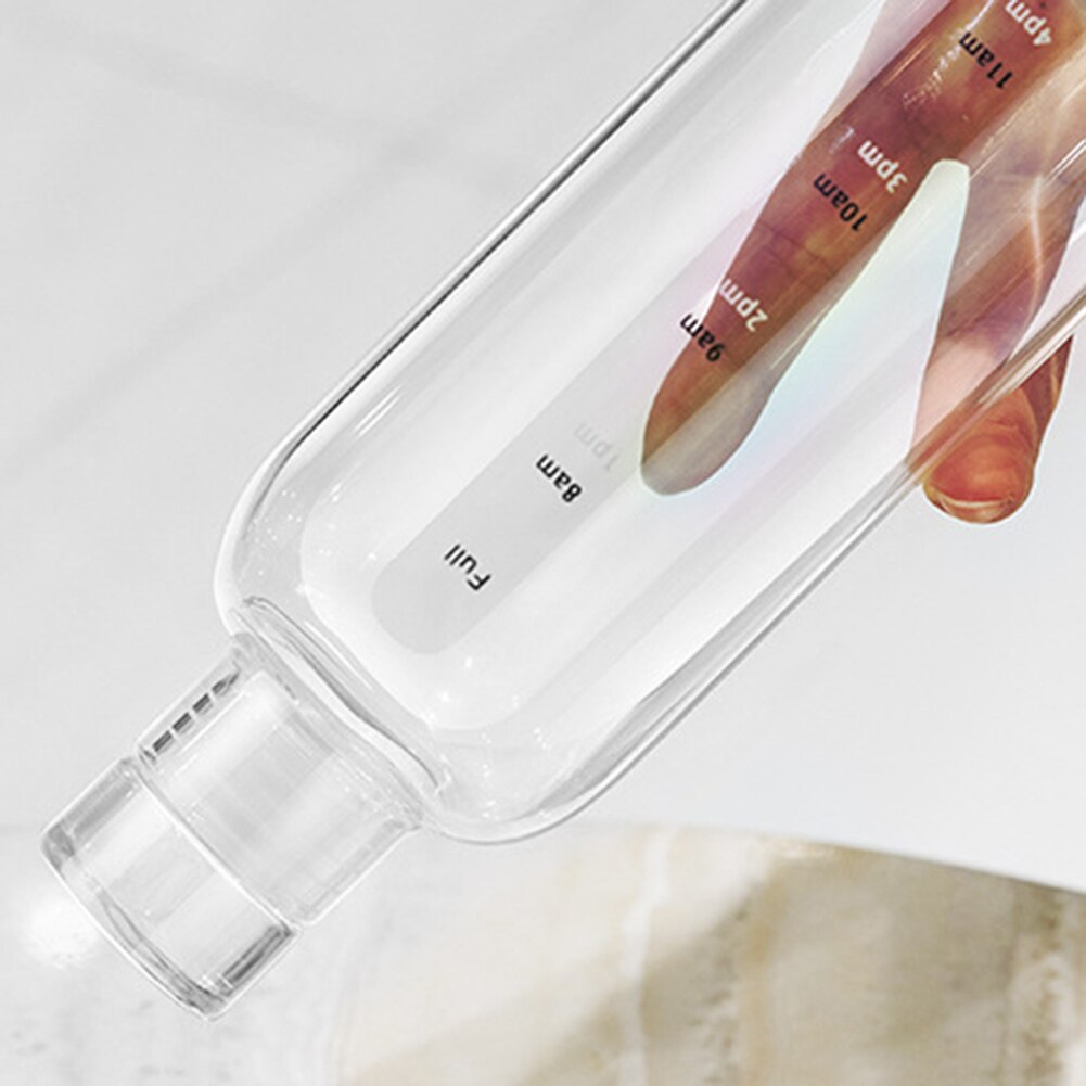 Glass Water Bottle With Portable Outdoor Sports Fitness Student Cup Drinking Mug Drinkware 550 Ml - Clear