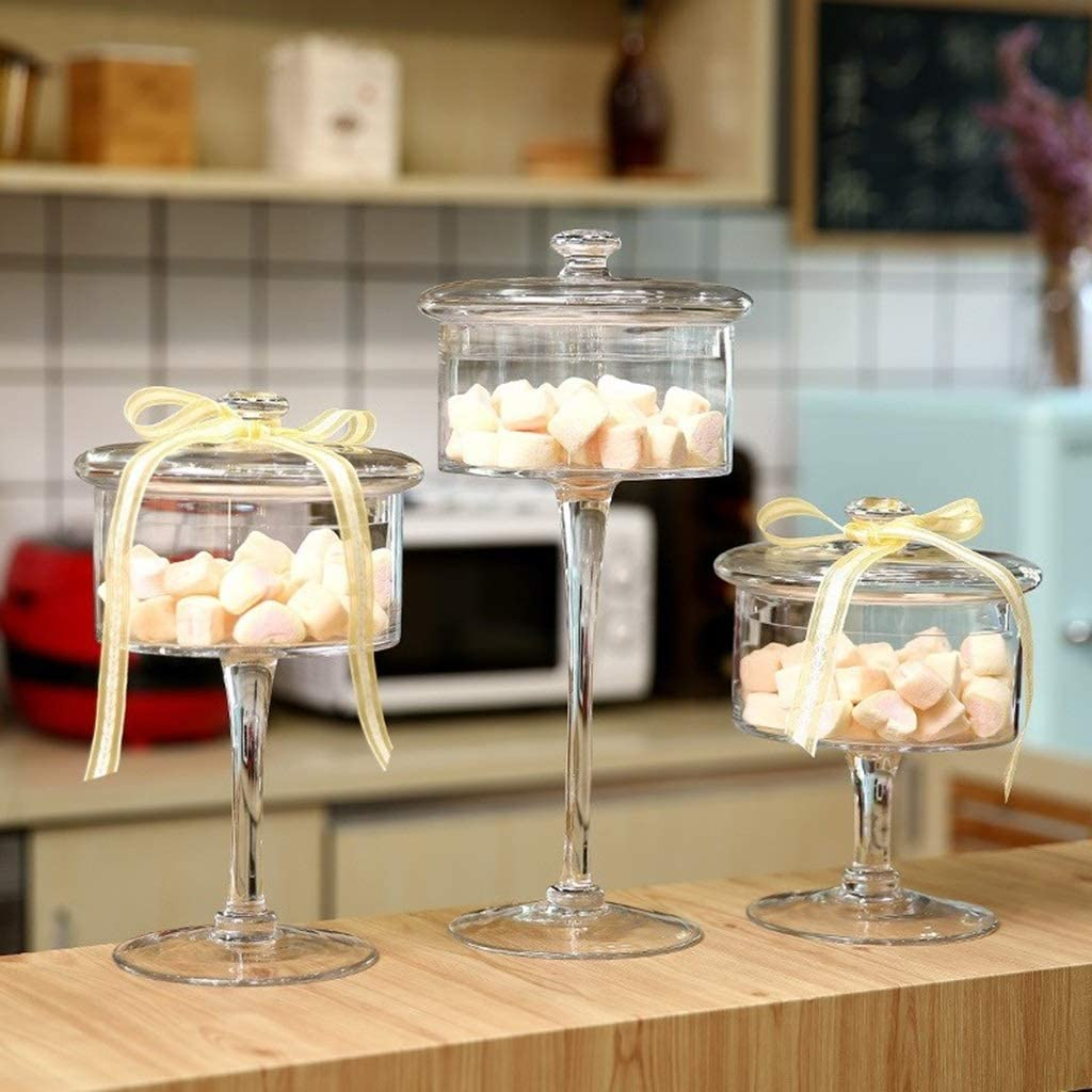 European high-grade glass candy jar transparent cover Storage bottle  dust-proof glass cake dessert plate Wedding decoration