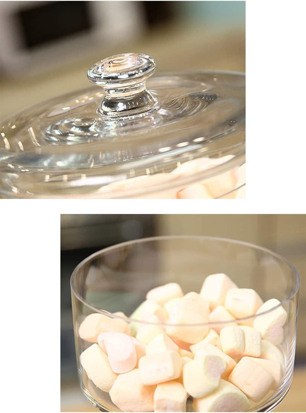 High Pastry Display Stand Wedding Dessert Fruit Tray Glass Dust Cover Candy Chocolate Jar Living Room Decoration Food Container (8 Inch)